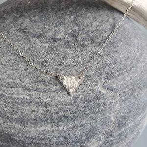 Silver Hammered Triangle Necklace, Sterling Silver, Hammered Triangle, Tiny Silver Necklace, Minimalist Necklace, Hammered,Triangle, Dainty