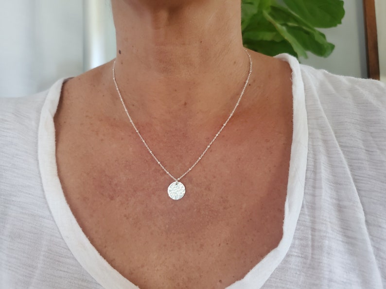 Small Hammered Circle Necklace, Gold Circle Necklace, Layering Necklace, 14k Gold Fill, Dainty, Gold Circle, Coin, Minimalist Necklace, Tiny image 8