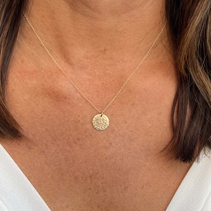 Small Hammered Circle Necklace, Gold Circle Necklace, Layering Necklace, 14k Gold Fill, Dainty, Gold Circle, Coin, Circle Necklace, Tiny Gold Fill
