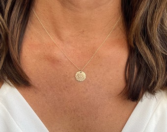 Small Hammered Circle Necklace, Gold Circle Necklace, Layering Necklace, 14k Gold Fill, Dainty, Gold Circle, Coin, Circle Necklace, Tiny