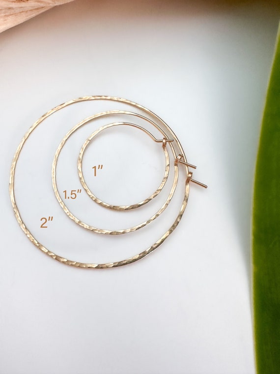 Gold Hoop Earrings, Simple Hoops, Hammered Hoops, Hoop Earrings, Hammered Earrings, Gold Earrings, Small, medium, large, gold hoops, thin