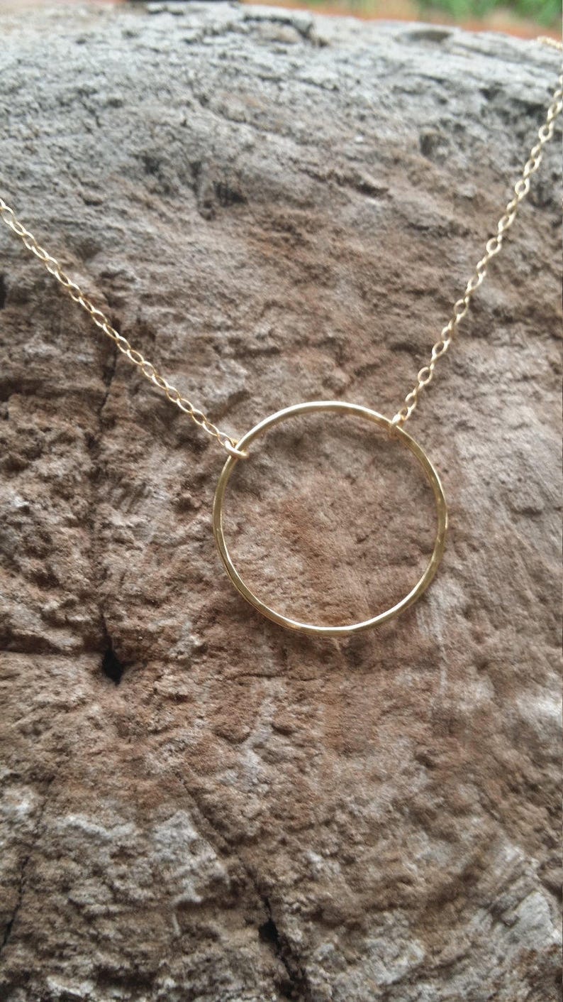 Large Gold Circle Necklace, Everyday Necklace, Layering necklace, gold fill, Gold necklace, Circle, Small Gold Necklace image 2