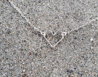 Heart Necklace, Tiny Heart Pendant, Sterling Silver, Silver Heart