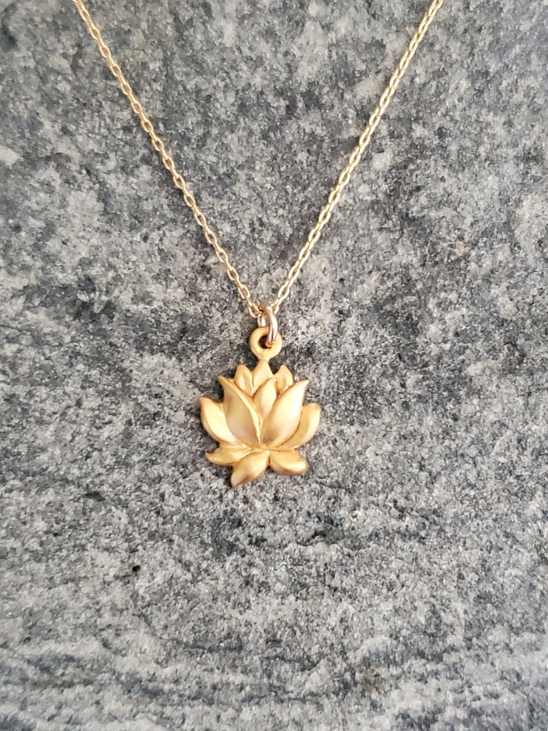 Gold Lotus Necklace, Lotus Flower, Gold Necklace, Flower Necklace, Vermeil image 3