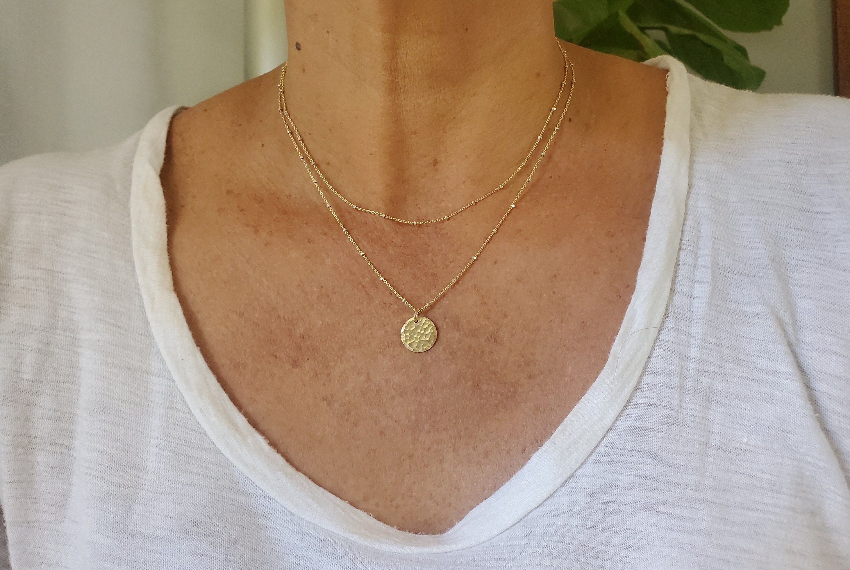 ダブルネックレスセット、2個セット、ゴールドとシルバー、ミックス