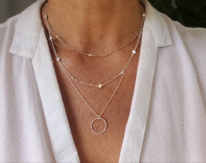 Dainty layered gold necklace sale