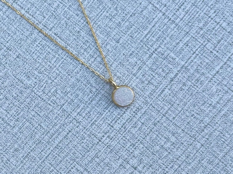 Tiny Sterling Silver Druzy necklace, Dainty, Druzy, Silver Necklace image 4