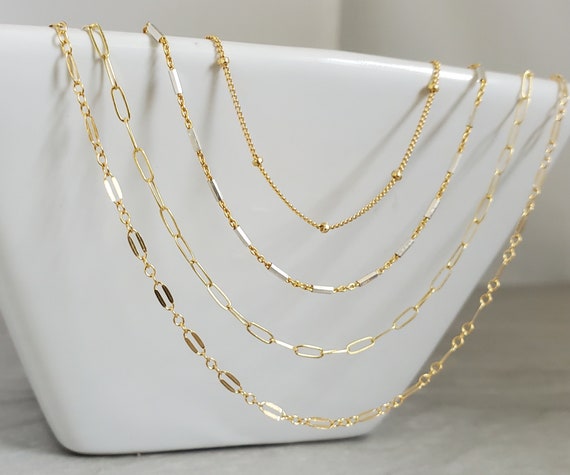 Dainty Gold Chain, 14K Gold Filled, Simple, Chain Only, Delicate, Dainty, Minimalist, Gold Necklace, Choker, Gold Chain