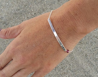 Pearl & Birthstone Initial Bar Bracelet – JOY By Corrine Smith