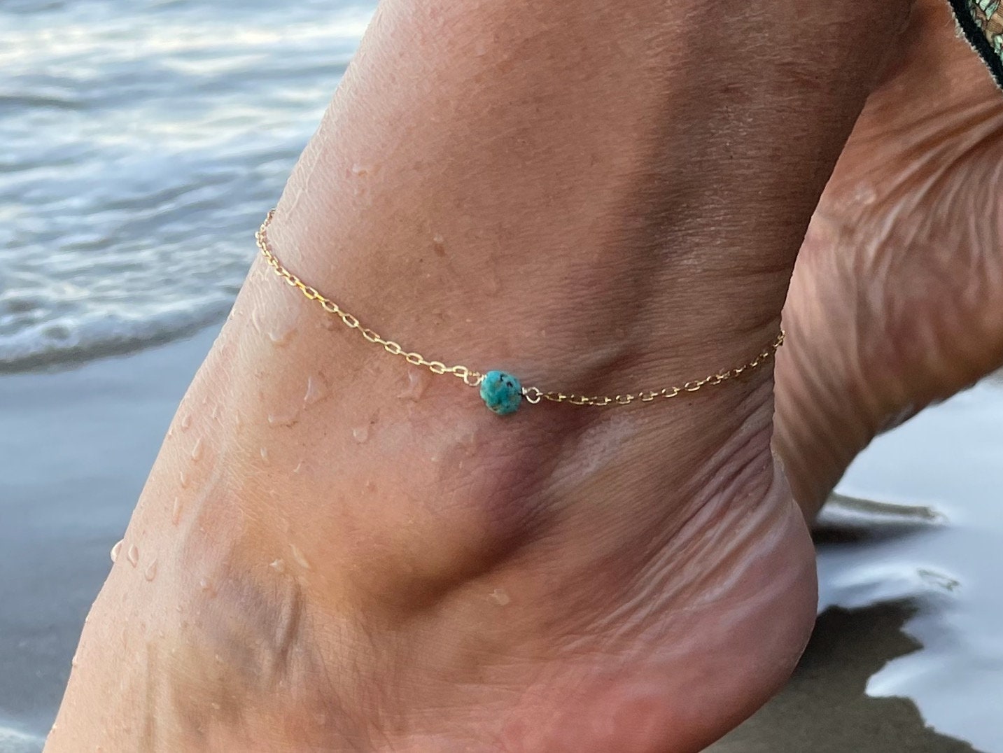Sterling silver and turquoise anklet deals