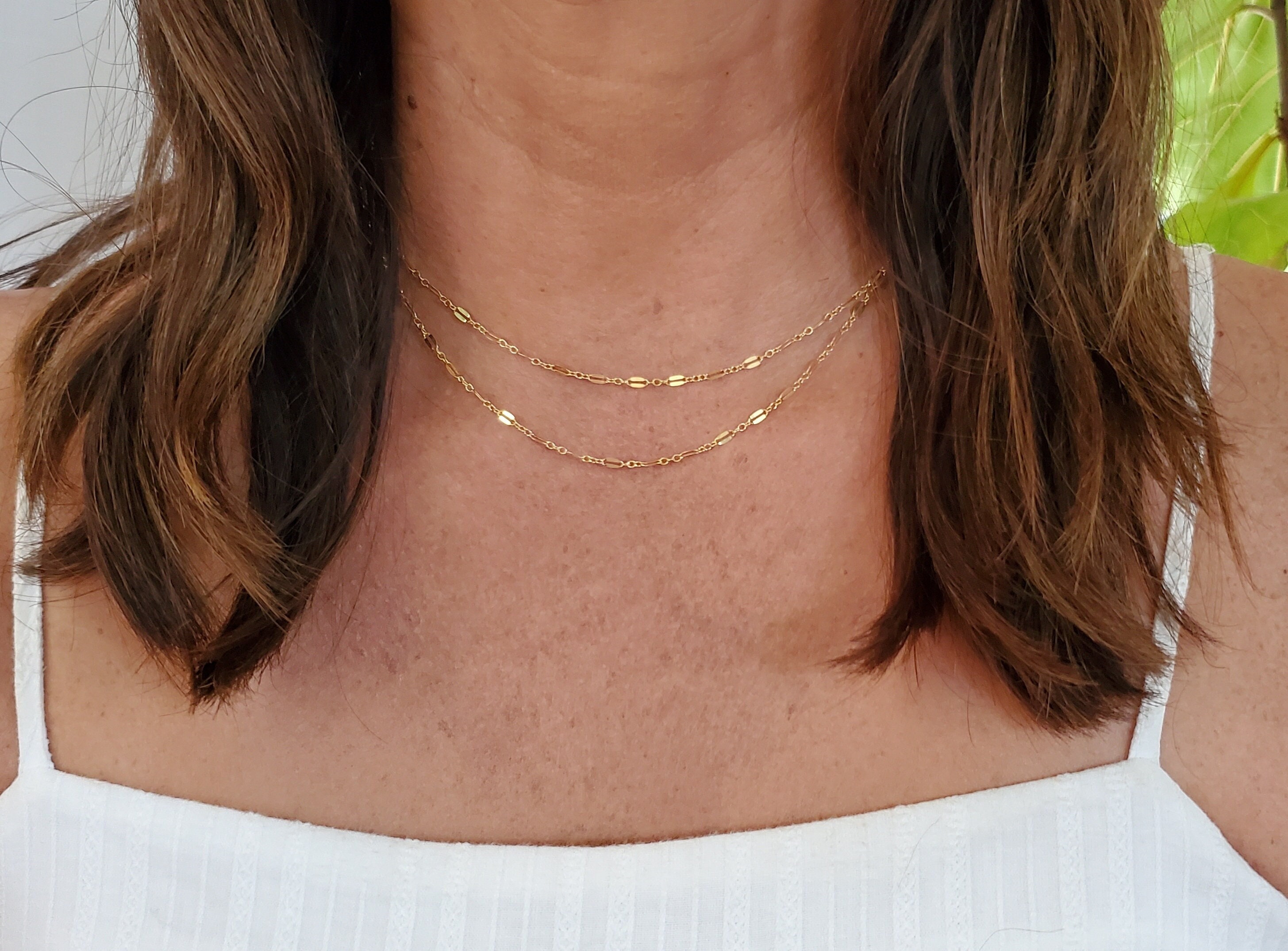 Double layer gold chain deals