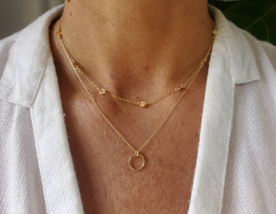 Double Necklace Set, Set of 2, Gold, Silver, Two Necklaces