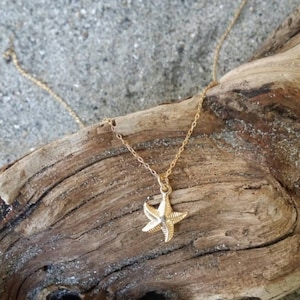 14K Gold Necklace, Tiny Starfish, Gold Fill, Pendant