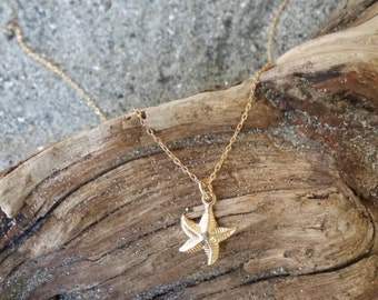 14K Gold Necklace, Tiny Starfish, Gold Fill, Pendant