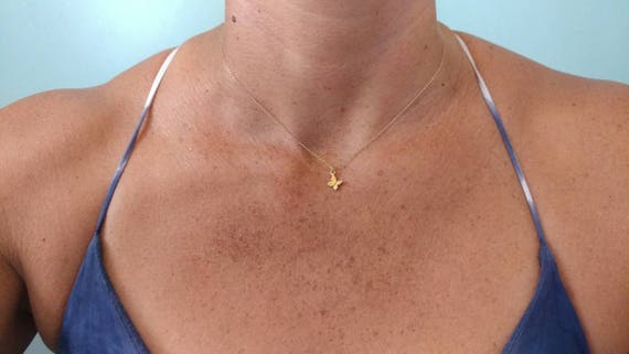 Download Tiny 3d Butterfly Necklace Gold Vermeil Sterling Silver 3d Etsy