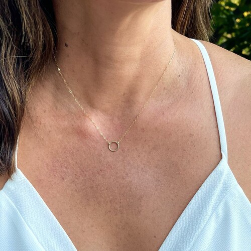 Circle Necklace Dainty Gold Circle Karma Necklace Eternity Etsy Canada