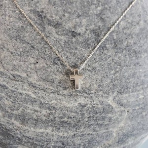 Tiny Sterling Cross Necklace, Sterling Silver, Cross Necklace, Silver Cross, Cross Pendant, Cross Bead, Silver Cross Necklace, Dainty, Tiny image 8