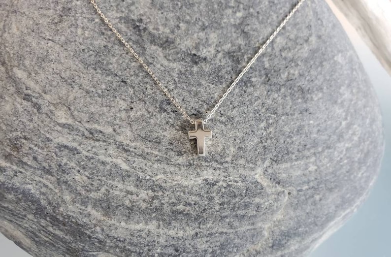 Tiny Sterling Cross Necklace, Sterling Silver, Cross Necklace, Silver Cross, Cross Pendant, Cross Bead, Silver Cross Necklace, Dainty, Tiny image 8