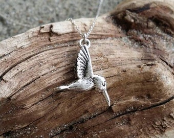 Silver Hummingbird Necklace, Bird Pendant, Silver Bird Necklace, Hummingbird Jewelry, Silber Hummingbird Necklace