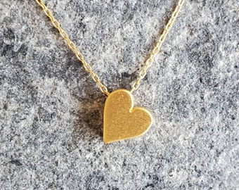 Tiny Gold Heart Necklace, Heart Necklace, Gold Vermeil, Gold Heart Necklace, Heart Bead, Dainty Heart, Tiny Heart, Dainty Gold Necklace