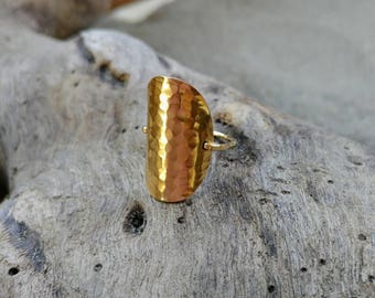 Gold Hammered Ring, Circle Ring, Gold Ring, Hammered, Simple, Large Ring, Gold Fill, Chunky, Statement Ring