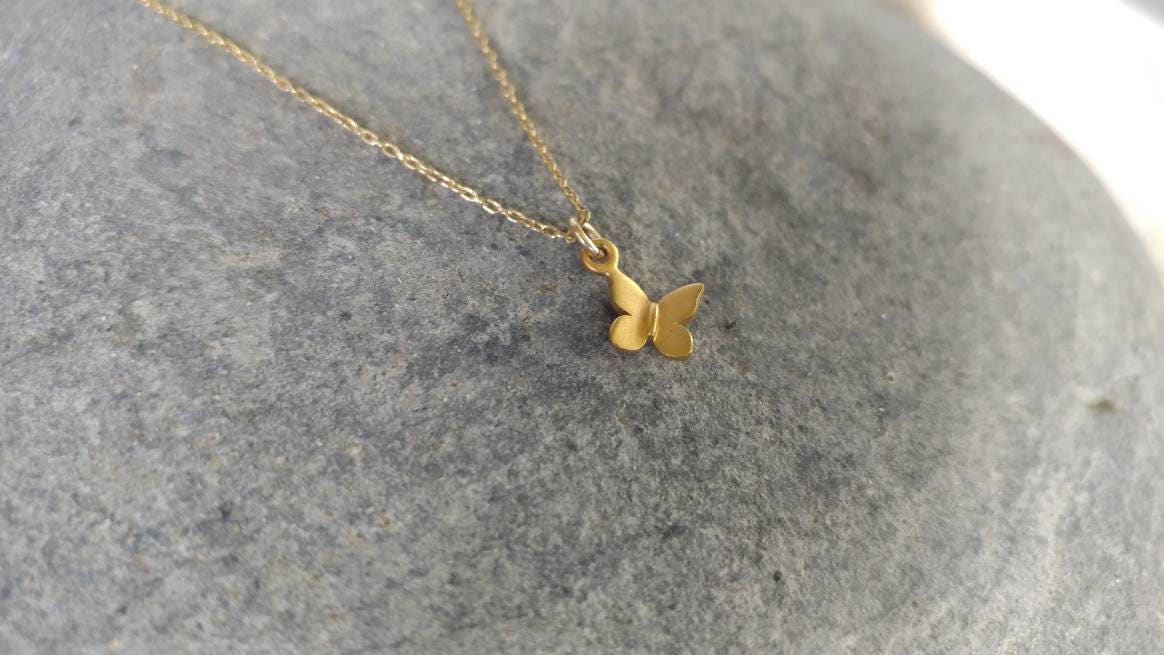 Download Tiny 3d Butterfly Necklace Gold Vermeil Sterling Silver 3d Butterfly Pendant Gold Butterfly Necklace Gold Butterfly Necklace Tiny