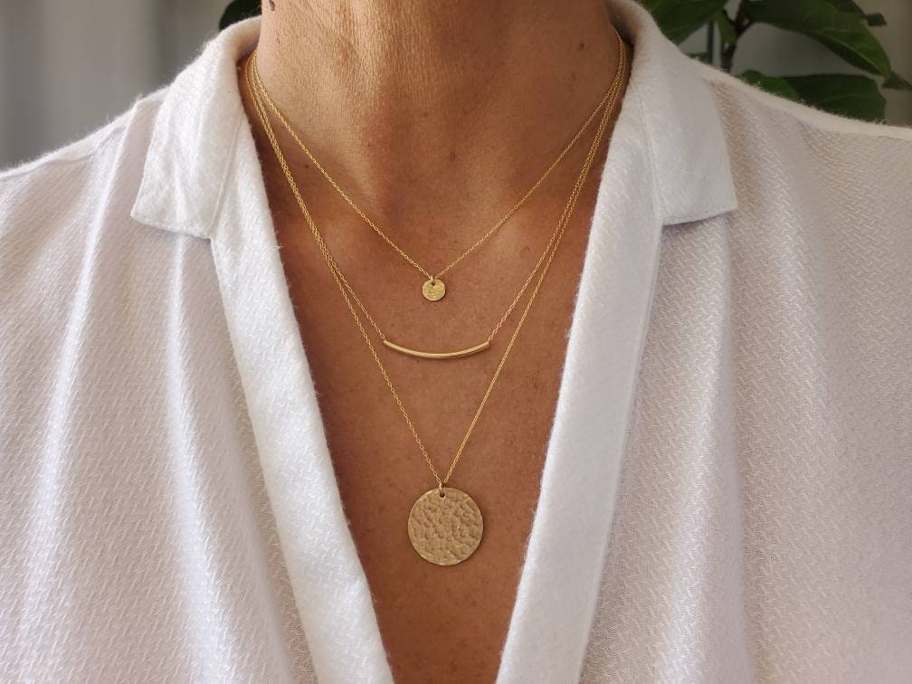 Layered Necklace Set Set of 3 Gold Silver Three Necklaces
