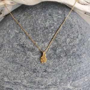 Tiny gold shamrock necklace, gold clover, small gold necklace, shamrock pendant, 4 leaf clover necklace Gold Vermeil