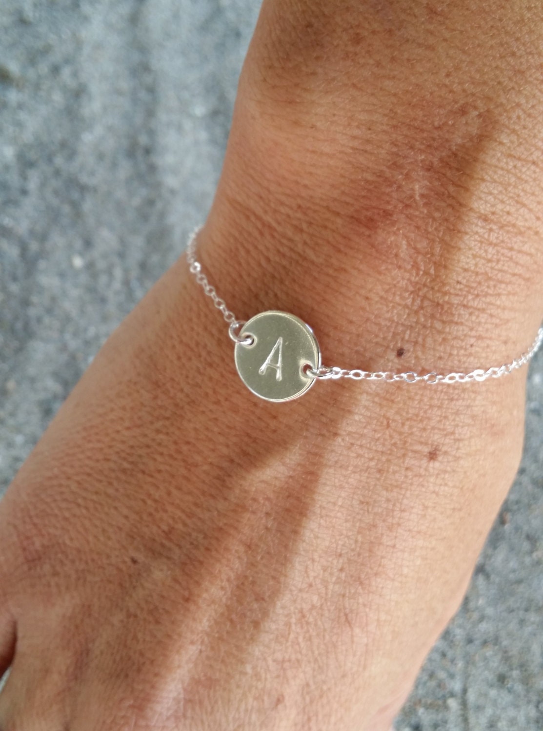 Sterling Silver Monogram Bracelet Initial Bracelet 