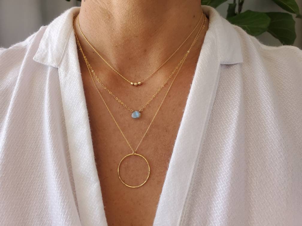 Gold Bar Necklace /Long Bar Necklace / Set of 3 Layering Necklaces / P–  LillaDesigns