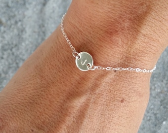 Tiny Sterling Silver, Monogram Bracelet, Initial Bracelet, Sterling Silver