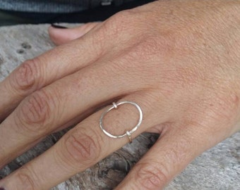 Dainty Ring, Circle Ring, Hammered, Simple, Tiny Ring, Sterling Silver, Silver Circle Ring, Open Circle Ring, Silver, Minimalist Ring