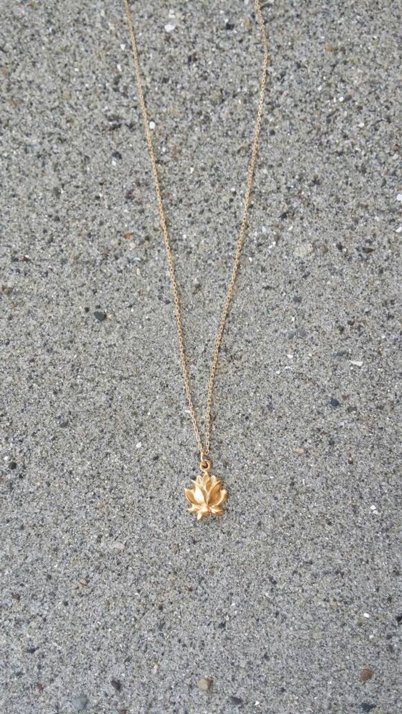 Gold Lotus Necklace, Lotus Flower, Gold Necklace, Flower Necklace, Vermeil image 4