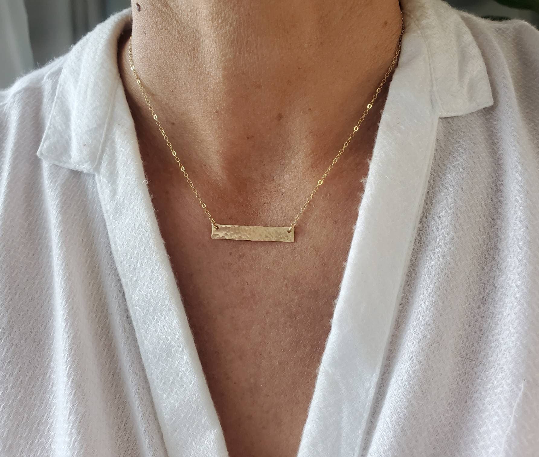 Gold filled outlet bar necklace