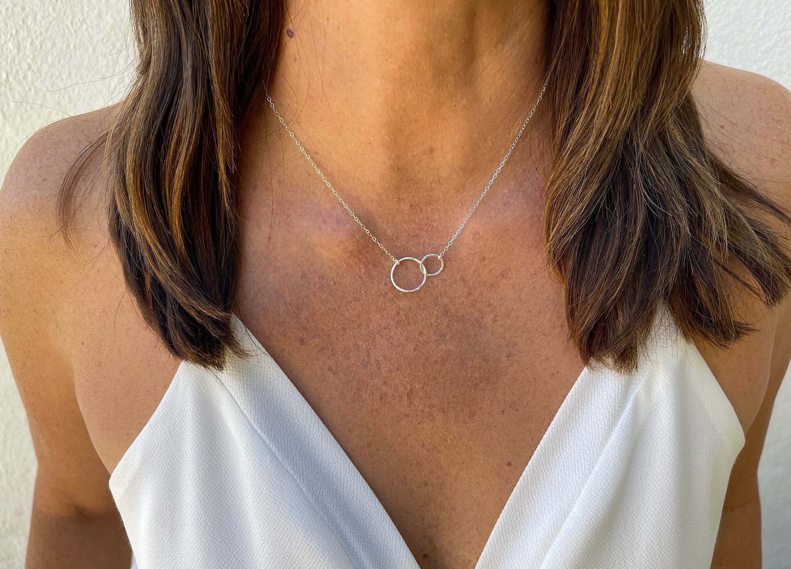 Double Circle Necklace Tiny Necklace 