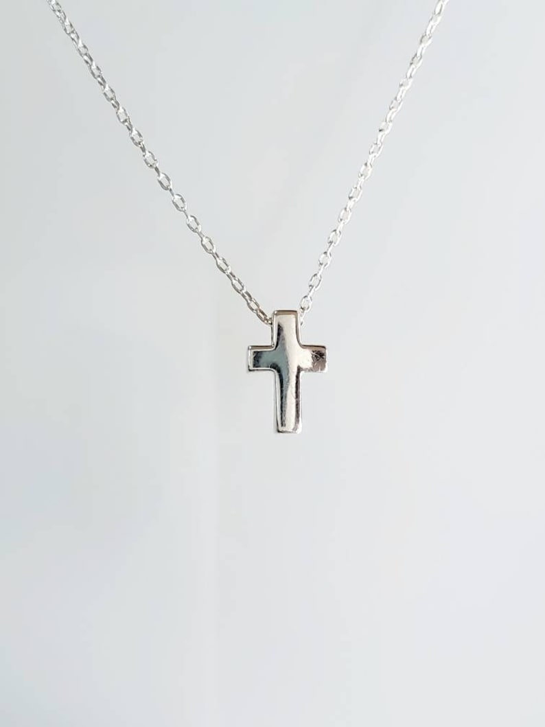 Tiny Sterling Cross Necklace, Sterling Silver, Cross Necklace, Silver Cross, Cross Pendant, Cross Bead, Silver Cross Necklace, Dainty, Tiny image 3