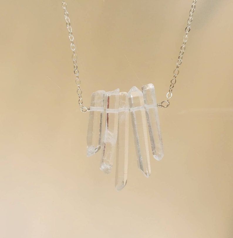 Quartz Necklace Mongolian Crystal gold fill chain Raw Quartz Crystal necklace Sterling Silver Crystal Quartz Necklace or Raw Quartz