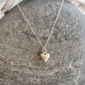 Matte Silver Heart Necklace, Tiny Heart, Silver Heart, Tiny Necklace, Silver Heart Necklace