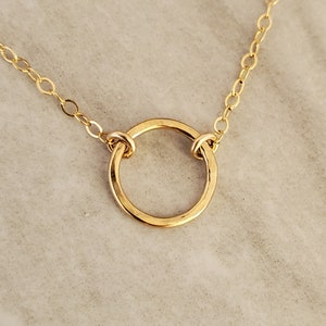 Collier cercle délicat, argent sterling, collier délicat, collier Karma, délicat, collier superposé, collier minimaliste, argent, délicat image 9