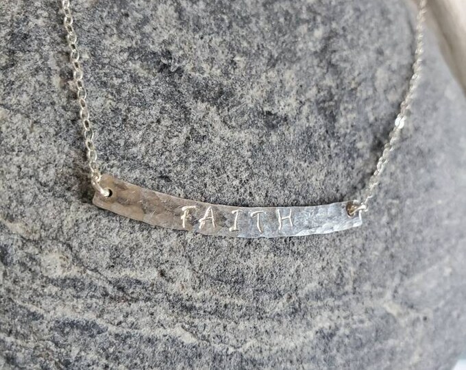 Silver Hammered Bar Necklace, Sterling Silver, Hammered Necklace, Layering Necklace, Simple, Dainty, Delicate, Necklace, Minimalist Necklace