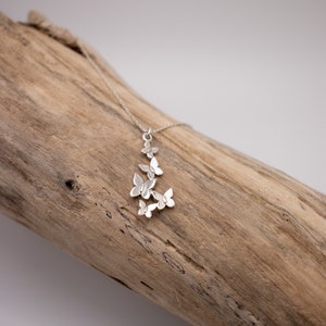 Sterling Butterfly Cluster Necklace, Sterling Silver, Butterfly Pendant, Silver Butterfly Necklace