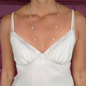 Swarovski Crystal Long necklace, Silver Chain, Gold Chain, Bezel Crystal, 32" necklace, wrap necklace