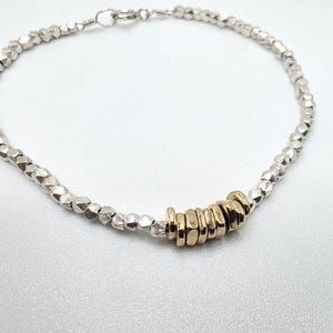 Pulsera de metal mixto de la tribu Karen Hill, pulsera de cuentas, plata de ley, oro vermeil, pulsera de plata, pulsera de oro, pulsera de capas