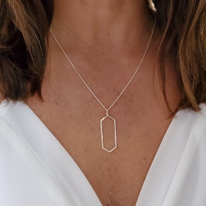 Silver Hammered Necklace, Sterling Silver, Geometric Shape, Layering Necklace, Silver Necklace, Simple, Dainty, Delicate Necklace