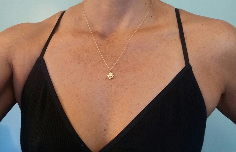 Gold Lotus Necklace, Lotus Flower, Gold Necklace, Flower Necklace, Vermeil image 5