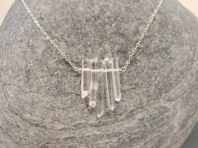 Quartz Necklace Mongolian Crystal gold fill chain Raw Quartz Crystal necklace Sterling Silver Crystal Quartz Necklace or Raw Quartz