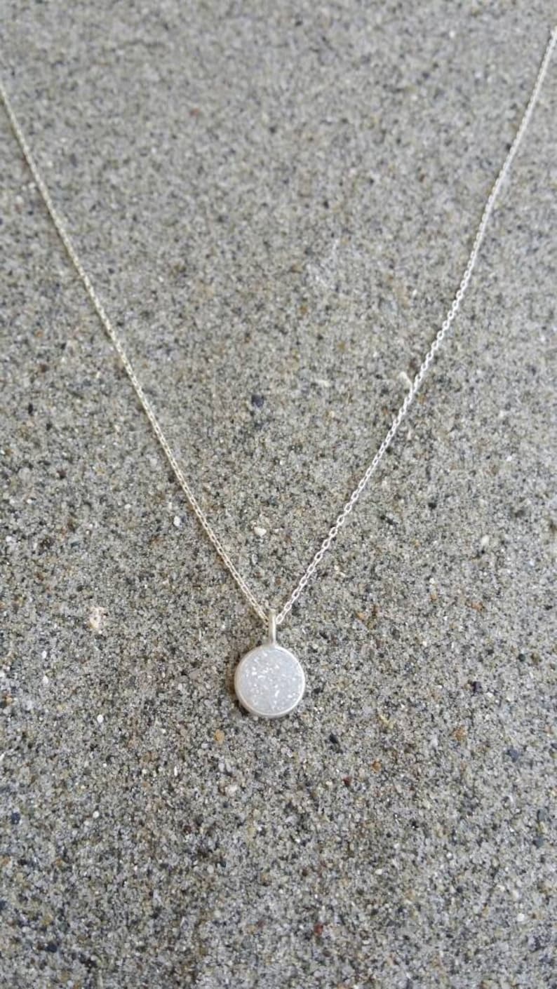 Tiny Sterling Silver Druzy necklace, Dainty, Druzy, Silver Necklace image 6