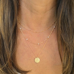 Dainty Layered Necklace Set, Set of 3, Gold, Silver, Pearl, Labradorite, Three Necklaces, Layering Necklaces, Necklace Set, Dainty, Layered