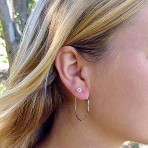 Thin Hoop Earrings, Hoop Earrings, Lightweight, Hammered Hoop Earrings, Hammered Earrings, Sterling Silver, or, Gold, Small, Medium, Large image 8