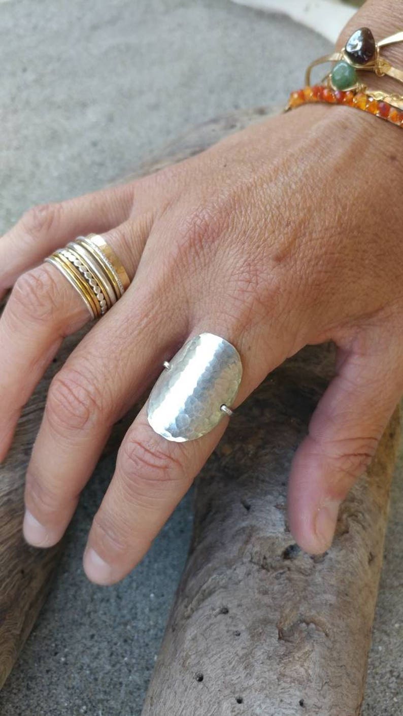 Silver Hammered Shield Ring, Sterling Silver, Ring, Hammered, Simple, Oval Ring, Sterling Silver, Chunky, Statement Ring, Silver Ring, Ring Sterling Silver